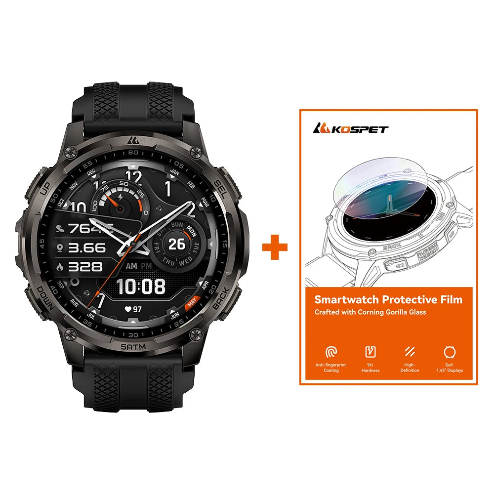 KOSPET Tank T4C Rugged Smartwatch With Dual GPS And Flashlight
