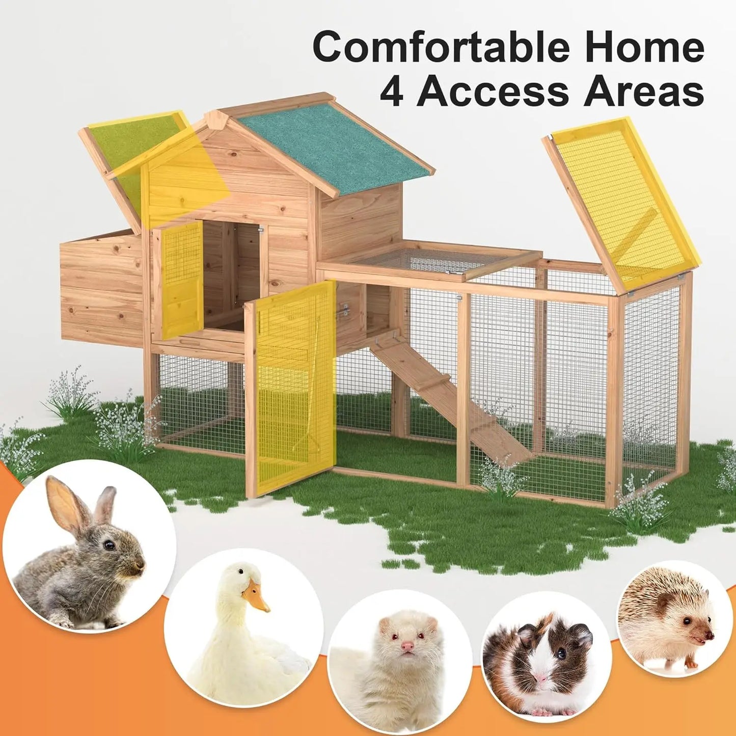 Weatherproof Outdoor Wooden Chicken Coop For 2-4 Chickens