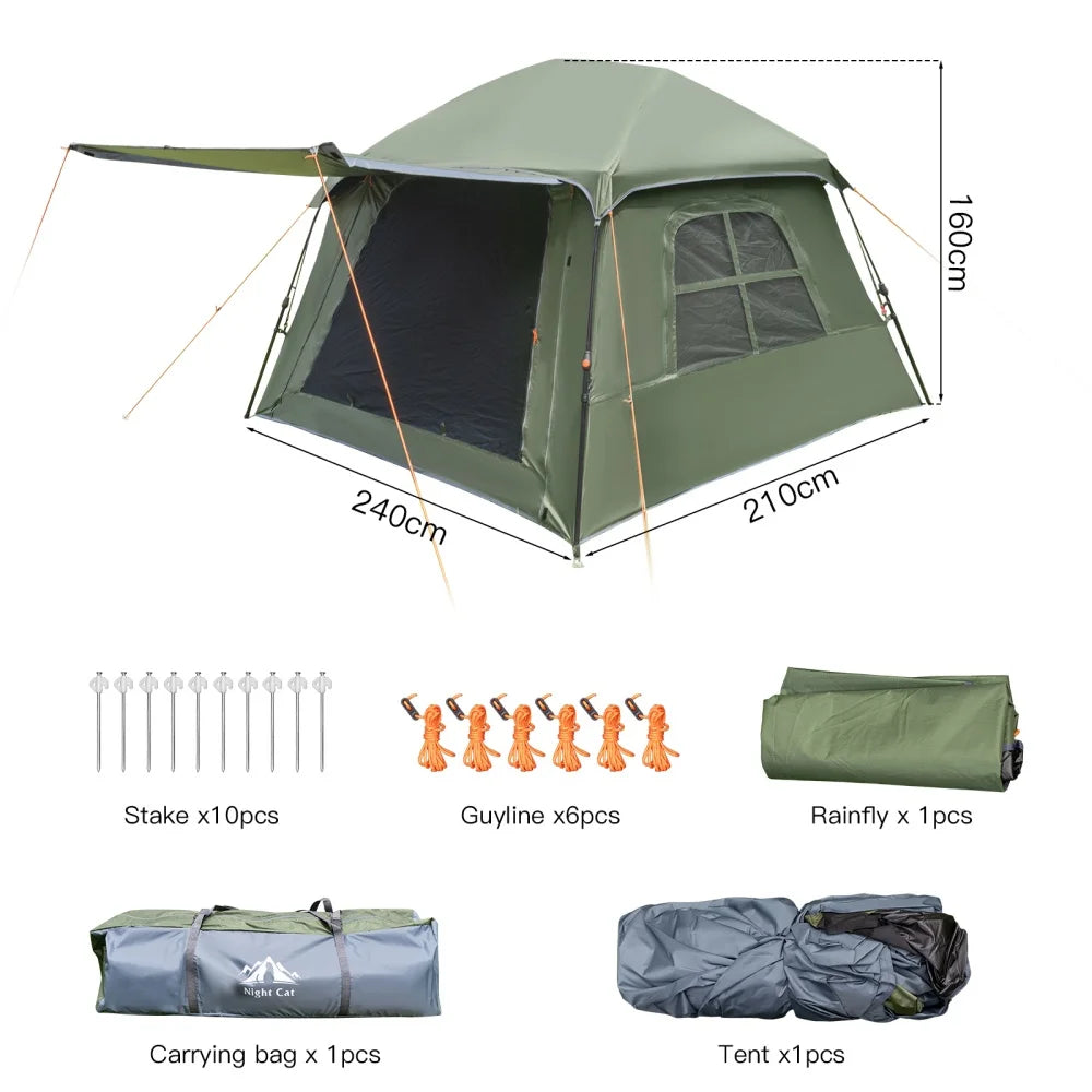 Night Cat Blackout Cabin Pop Up Camping Tent With Rainfly