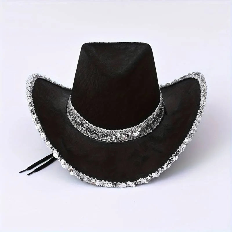 Women Sequin Glitter Party Fedora Hat Adjustable Fit