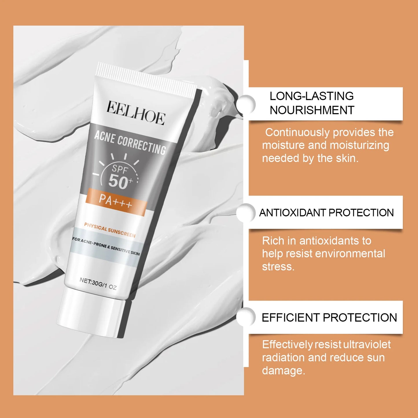 eelhoe Vitamin E Sunscreen SPF 50 Moisturizing Glow Skin