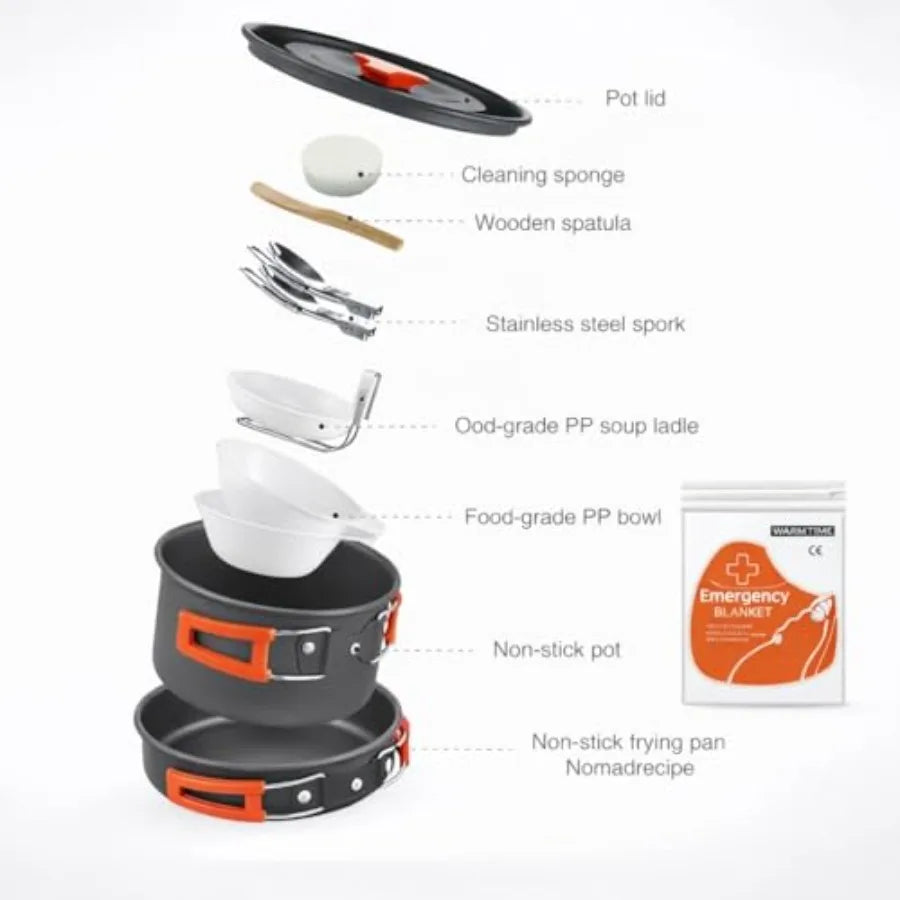 Voyage Living Lightweight Camping Cookware Set Nonstick Pots Pans Utensils