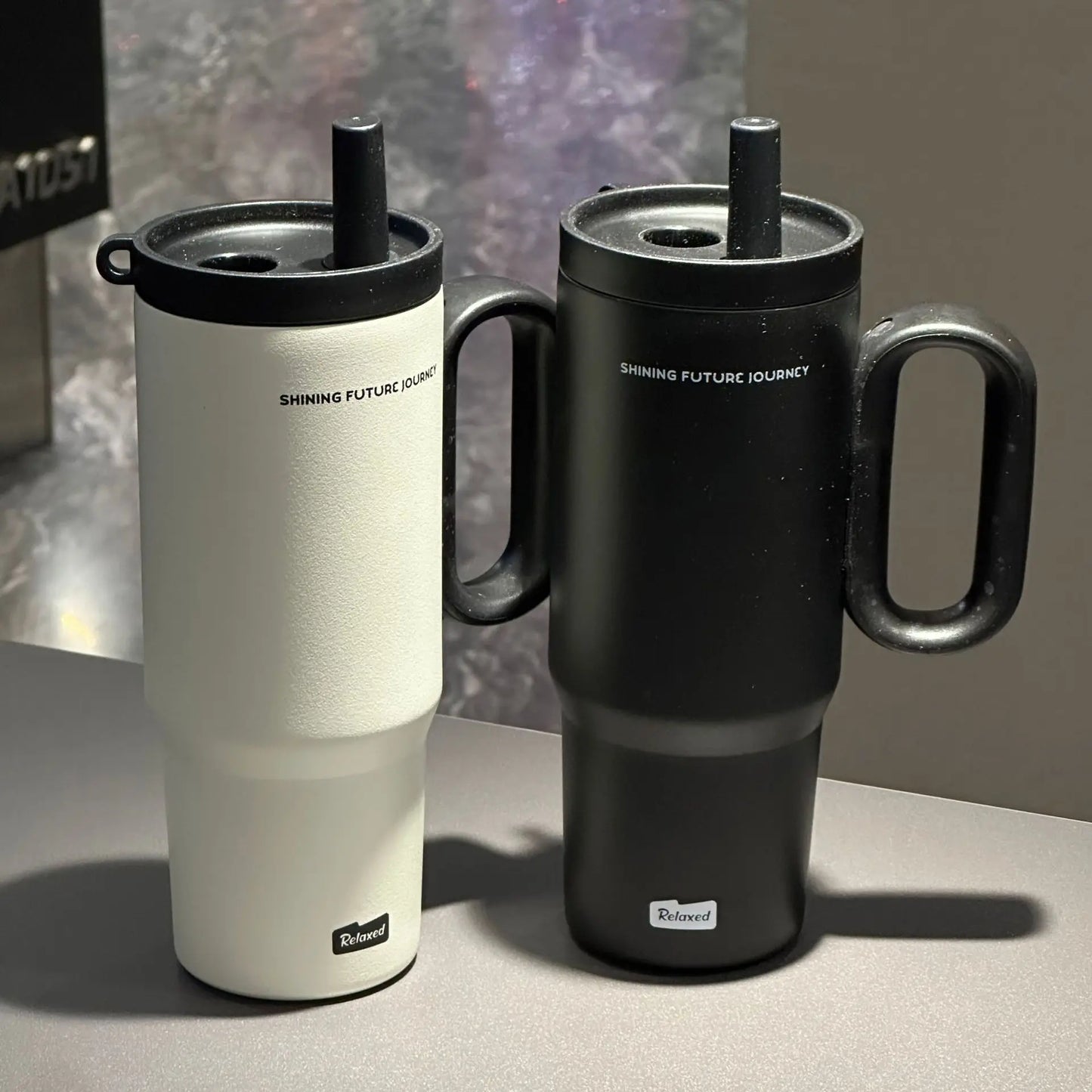 Stainless Steel Vacuum Insulated Thermos Cup With Straw And Handle