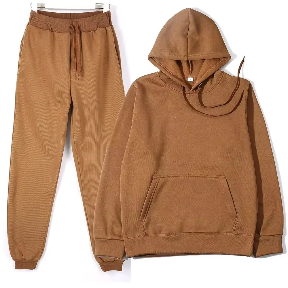 Women Winter Tracksuit Two Piece Set Hooded Sweatshirt And Trousers