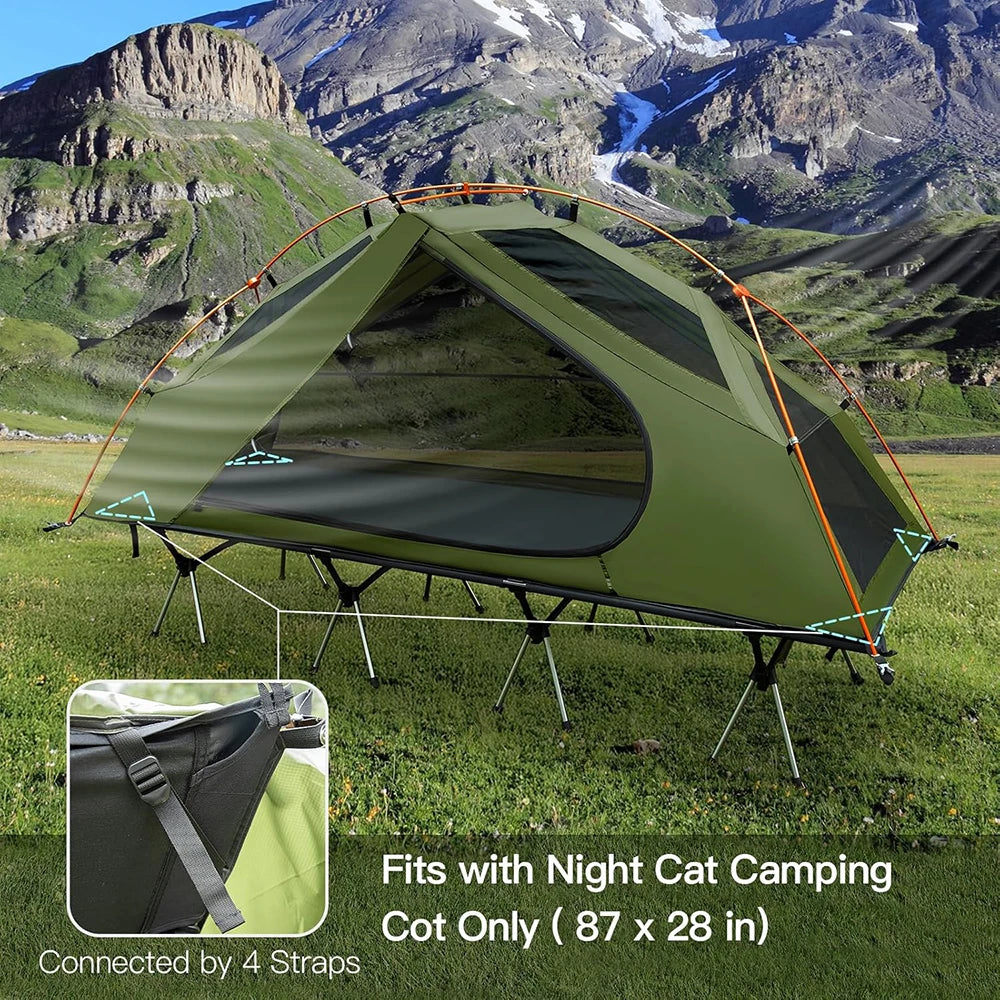 Night Cat Elevated Camping Cot Tent With Rainfly Off Ground