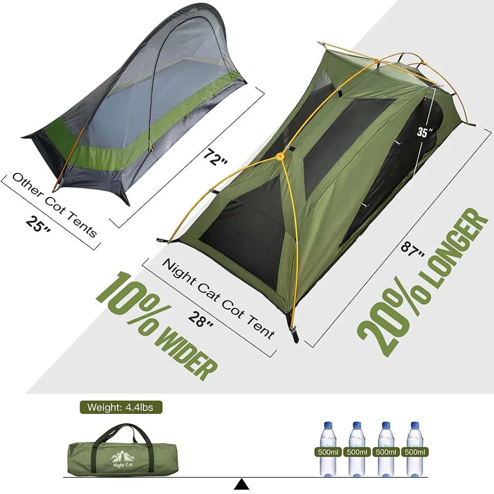 Night Cat Elevated Camping Cot Tent With Rainfly Off Ground