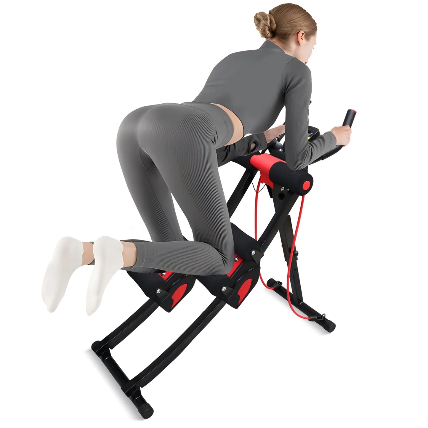 Foldable Abdominal Exercise Machine With Adjustable Resistance Bands