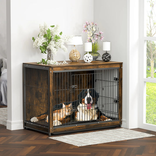 BINGOPAW Two Door Pet Cage Kennel End Table Crate Furniture
