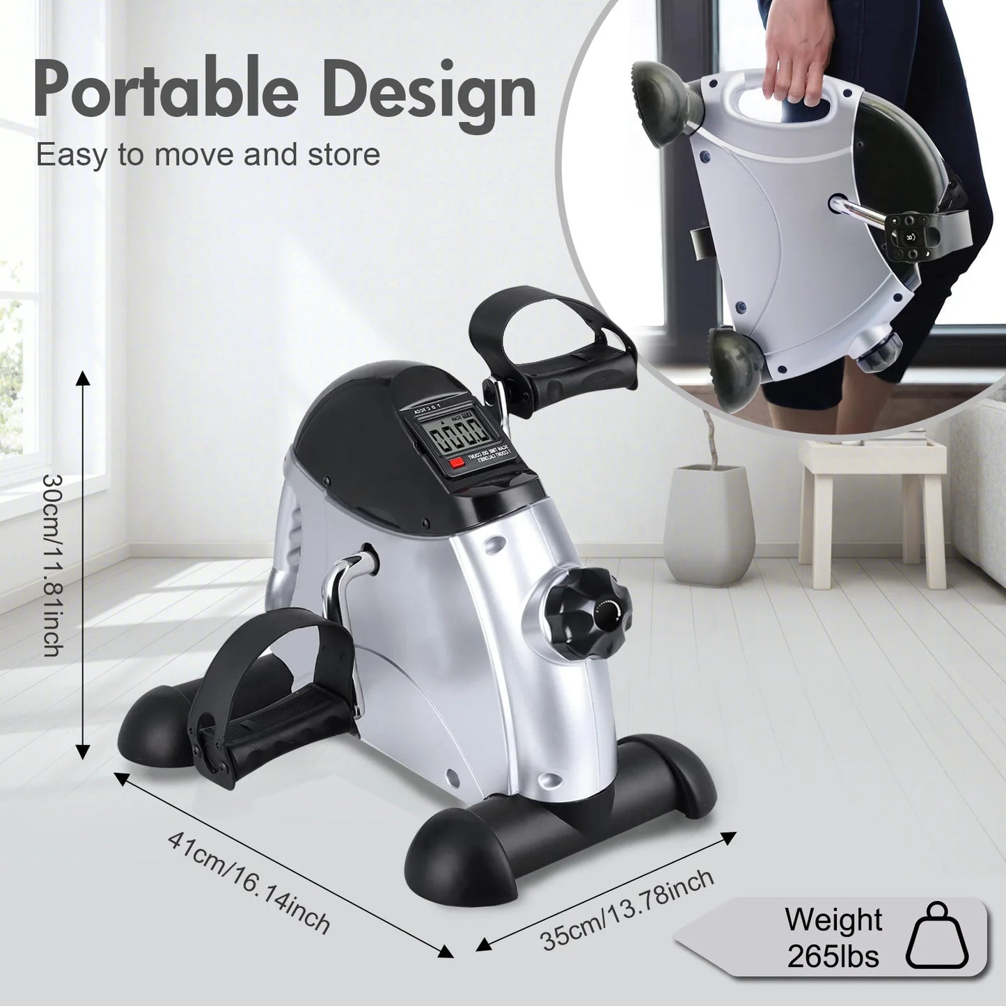 Mini Under Desk Pedal Exerciser With LCD Screen For Leg And Arm Rehab