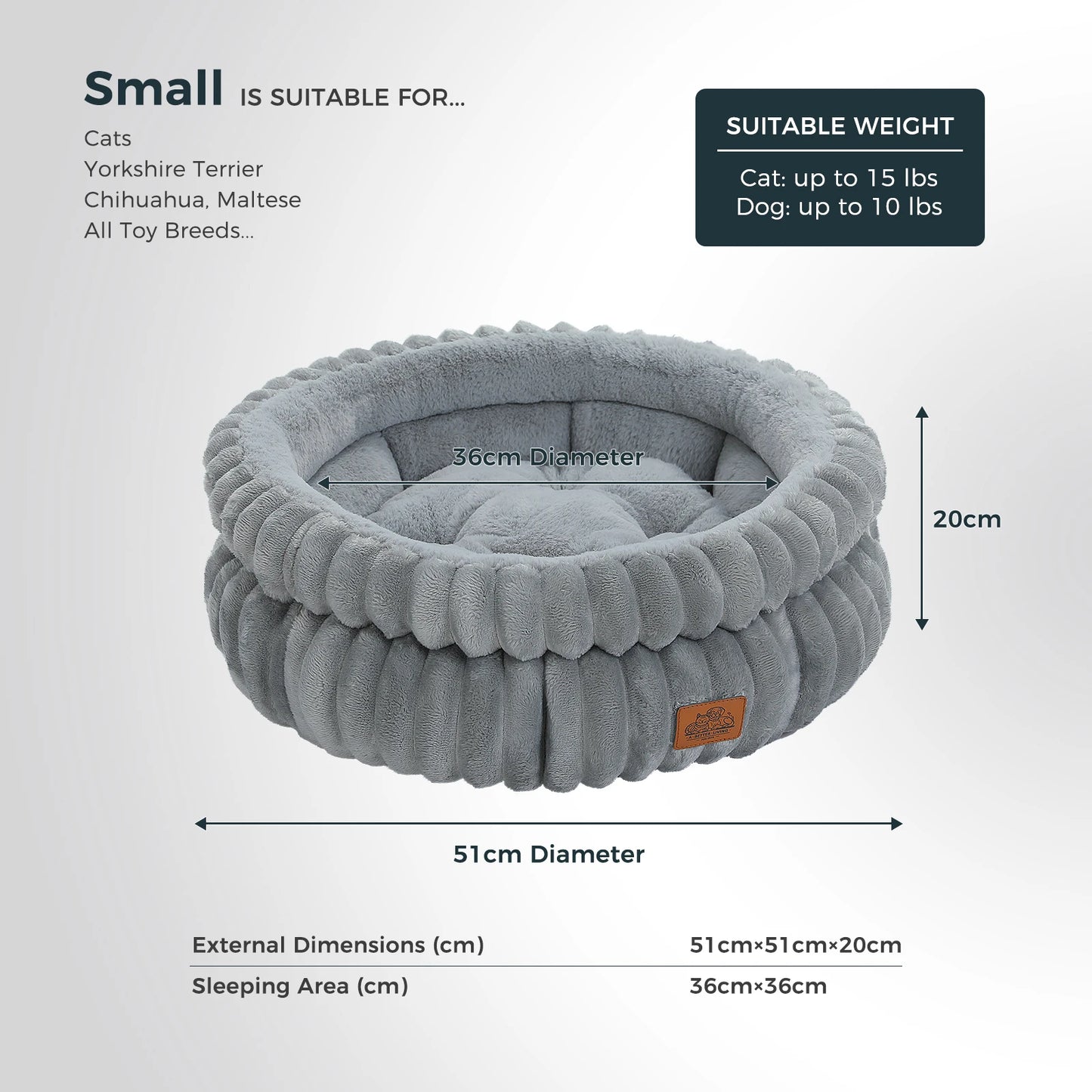 PAWZ Road Round Pet Bed for Dogs and Cats Washable