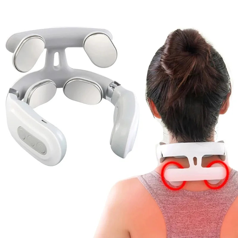 Four-Head USB Neck Massager With Heating And Breathing Light