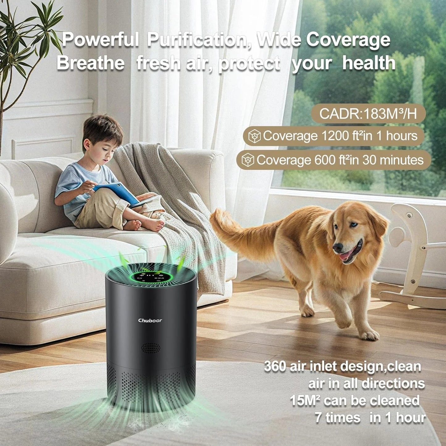 Chuboor H13 True HEPA Air Purifier For Home PM2.5 Odors