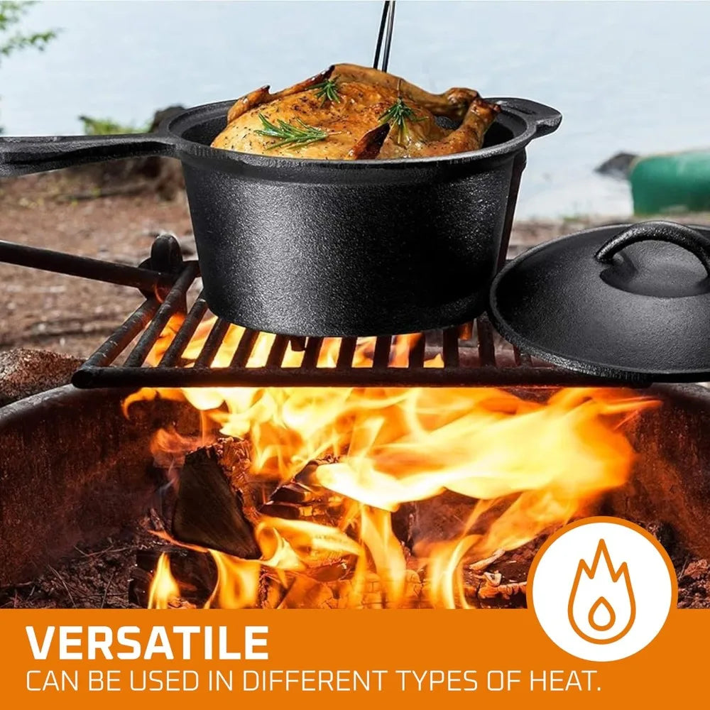 7-Piece Preseasoned Cast Iron Cookware Set With Dutch Oven Lids