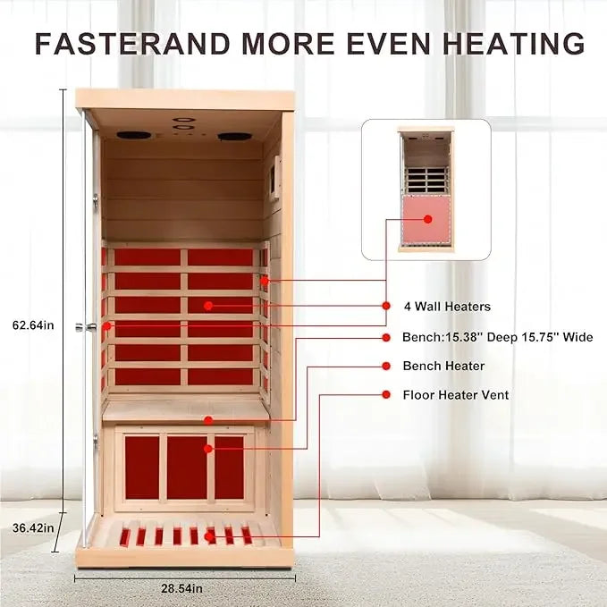One Person Far Infrared Indoor Sauna With Bluetooth Speakers