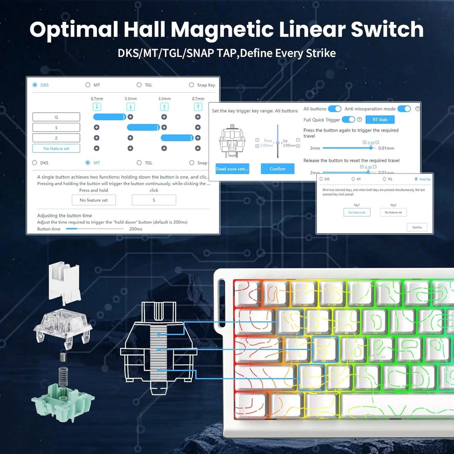 Attack Shark X68 HE Rapid Trigger Keyboard With RGB Lighting
