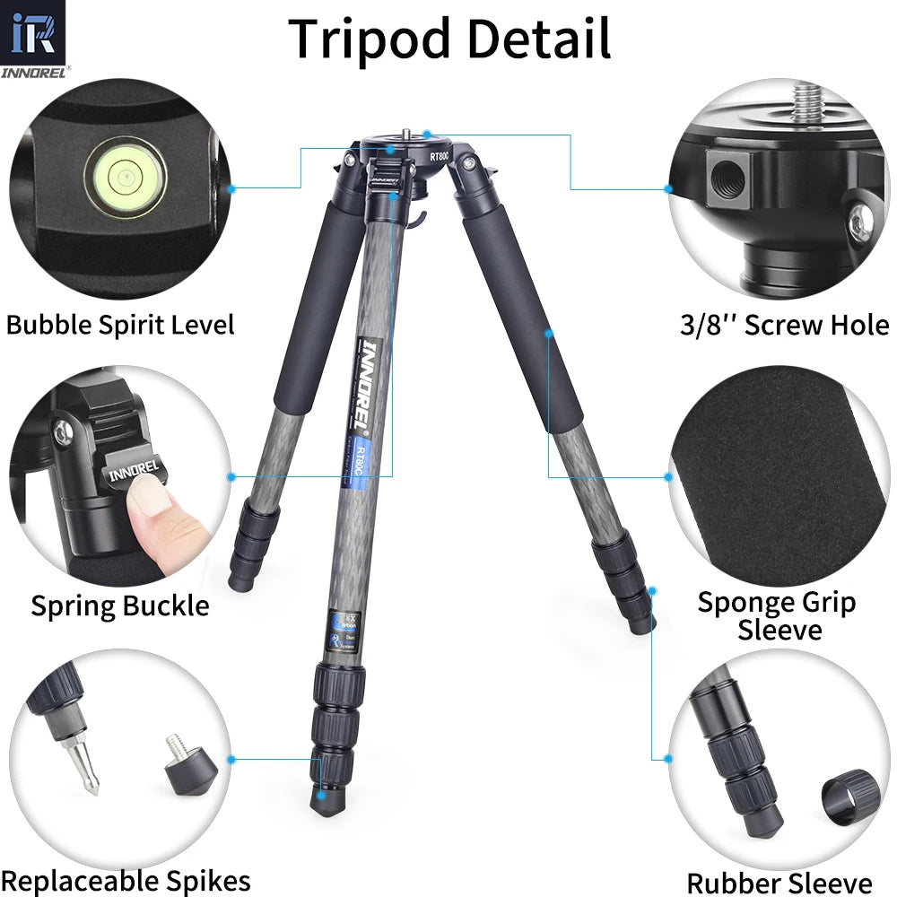 INNOREL RT80C Carbon Fiber Tripod For DSLR Video Camcorder