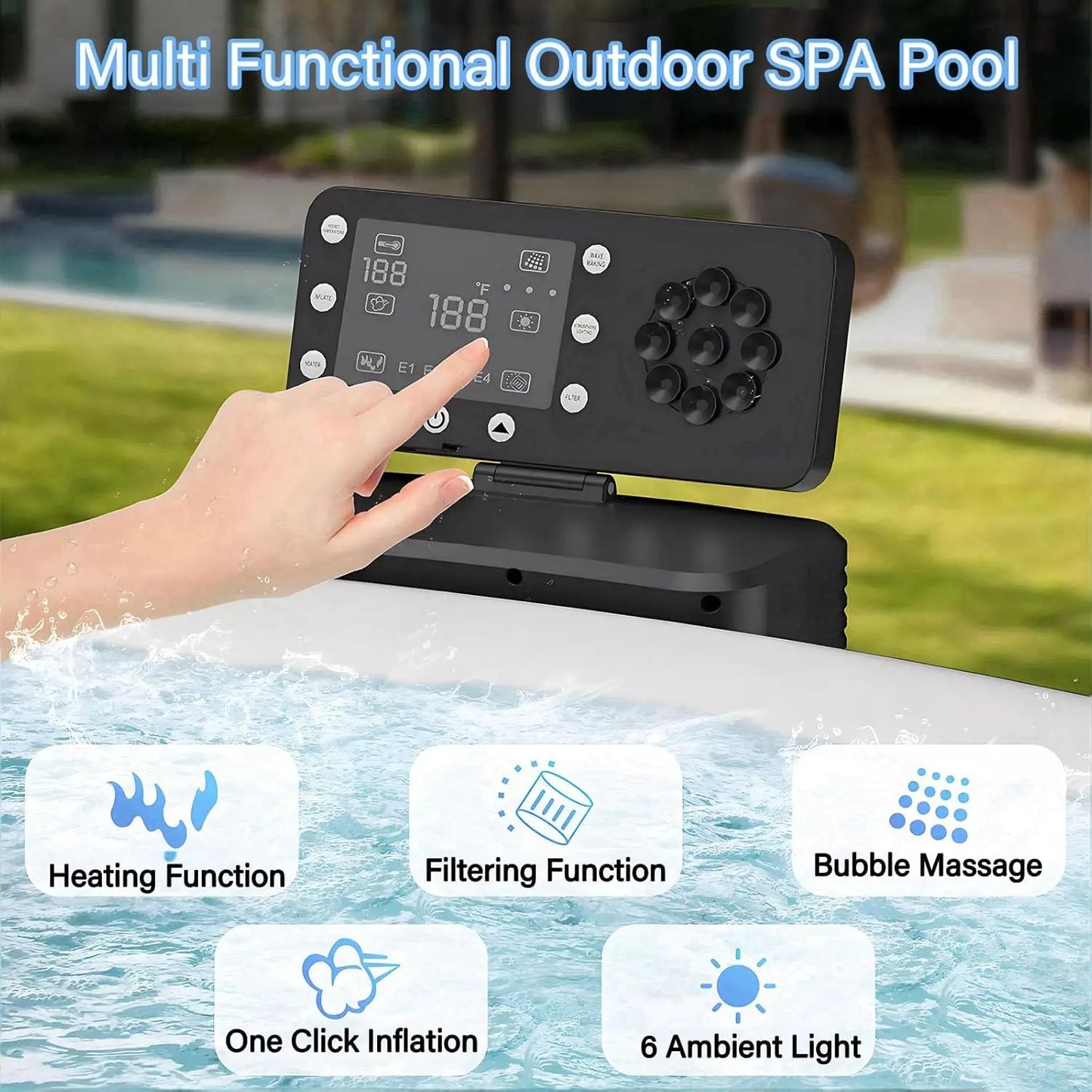 Inflatable Hot Tub Spa Outdoor Use With 180 Air Jets