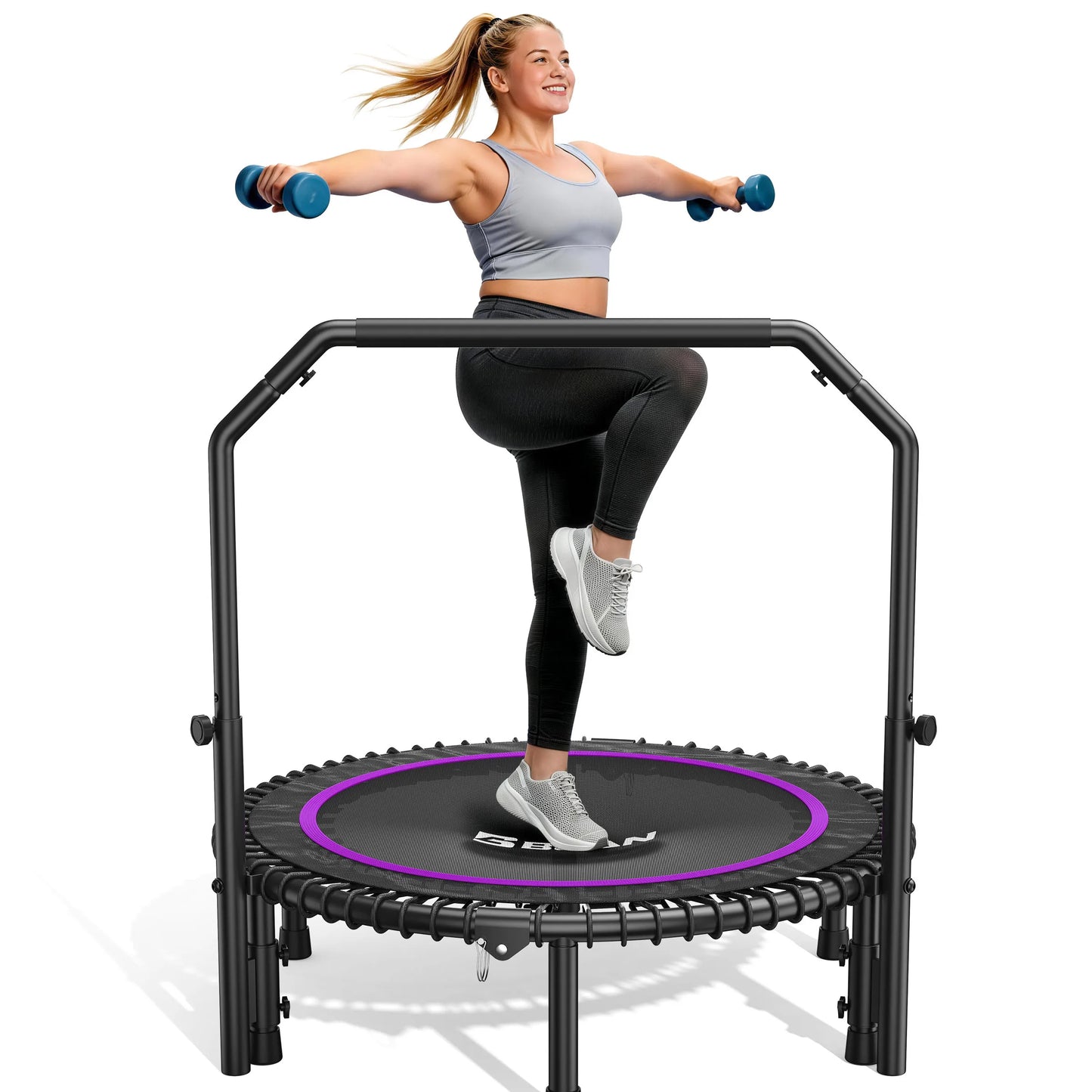 BCAN 450LBS Mini Rebounder Trampoline With Adjustable Handle