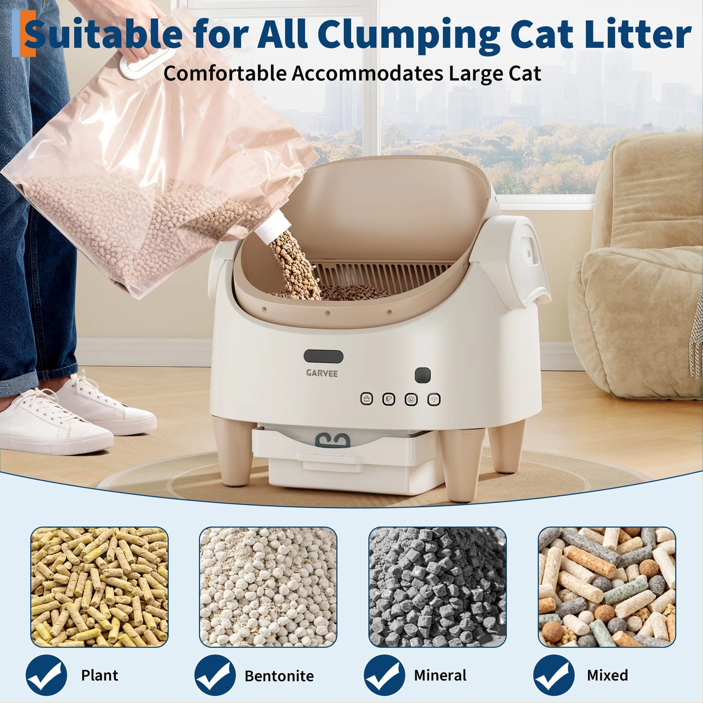 HiMISS Self Cleaning Smart Litter Box APP Controlled Odor Free