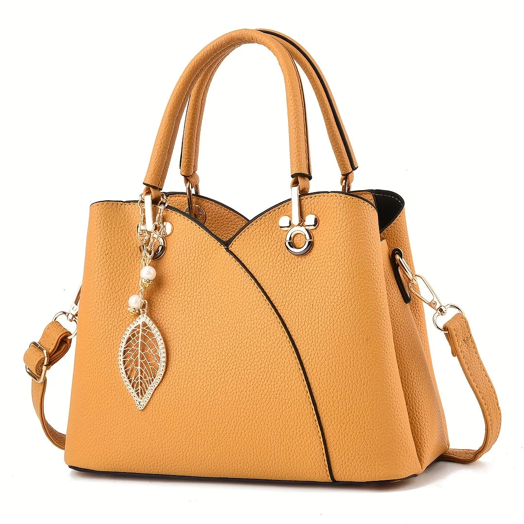 Lychee Patterned PU Leather Handbag For Women Everyday Use