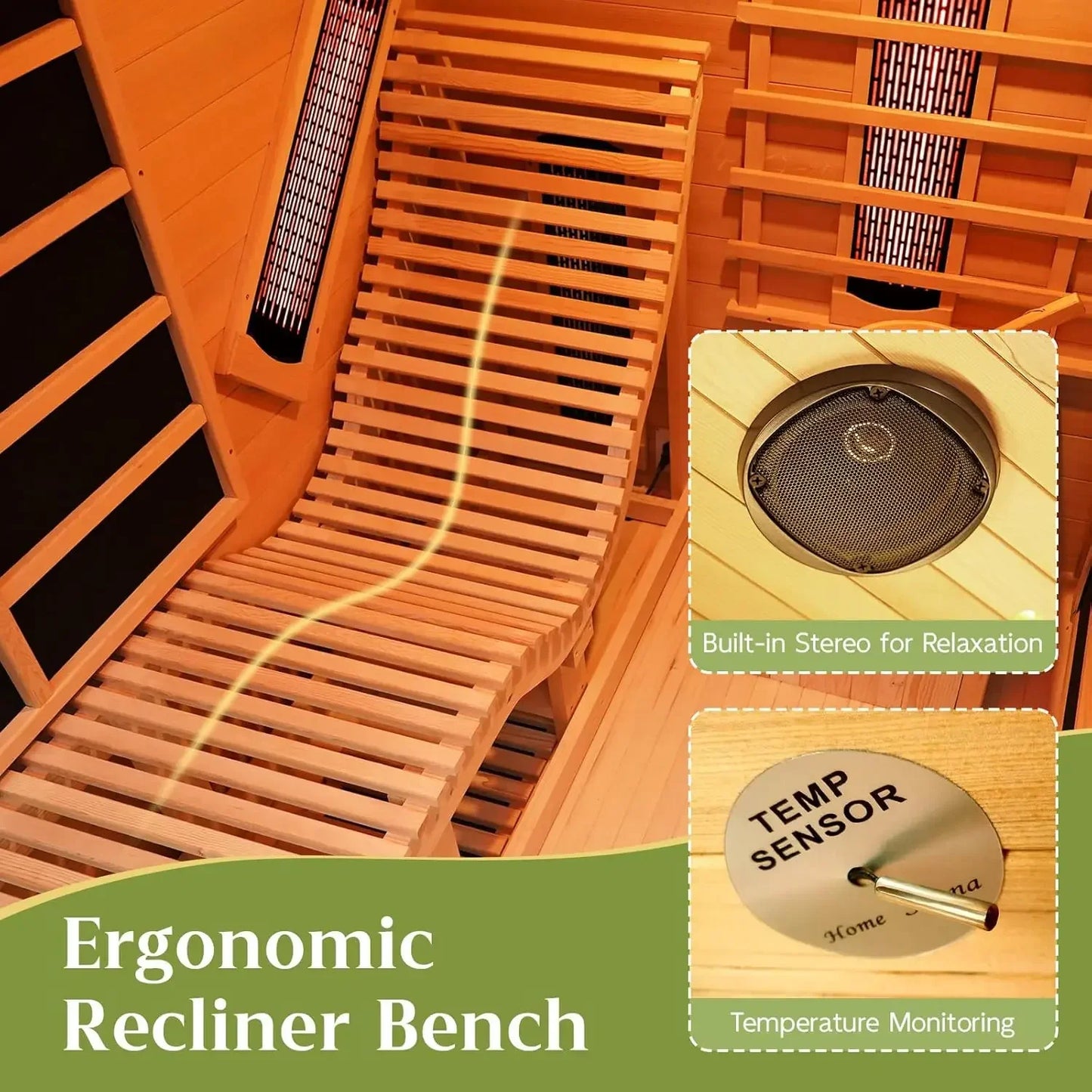 ZONEMEL Indoor Hybrid Sauna With Recliner for Two to Three
