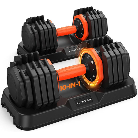 FED Fitness Adjustable Dumbbell Set With Storage Box And Grip