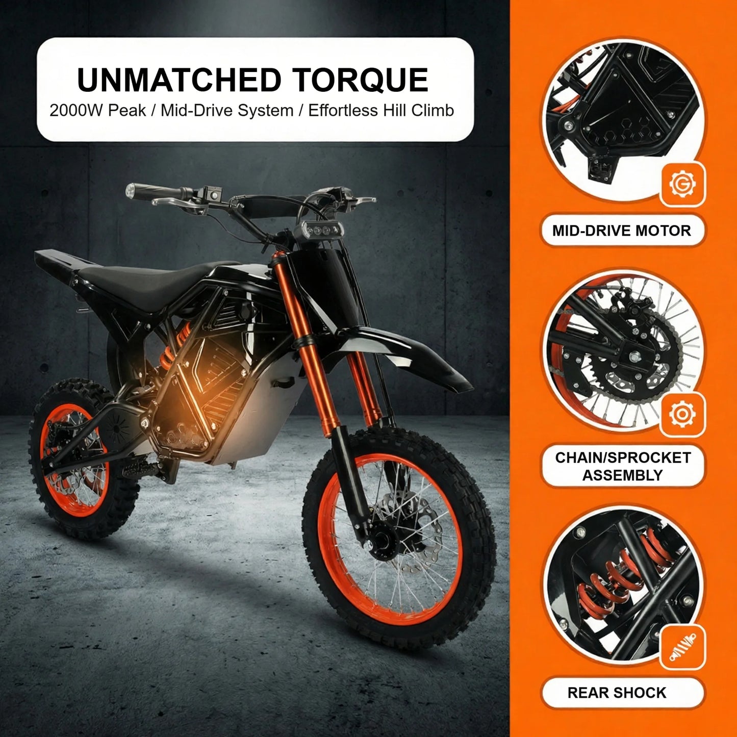 Ijoy 2000W Electric Dirt Bike Off Road Ebike Battery