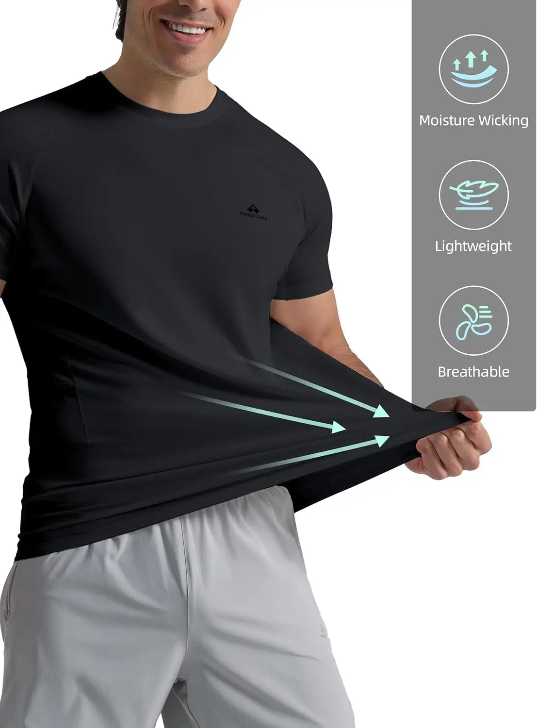 Pioneer Camp Men's Moisture Wicking Running Shirt UPF 50