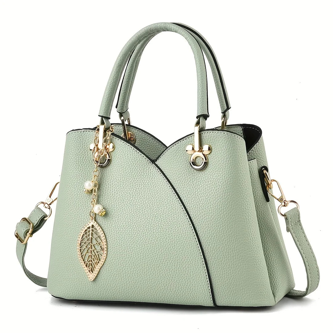 Lychee Patterned PU Leather Handbag For Women Everyday Use