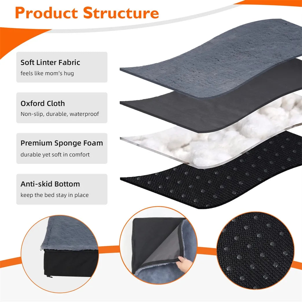 Borwart CN Large Orthopaedic Dog Bed Waterproof Cushion Indoor Outdoor 2 In 1