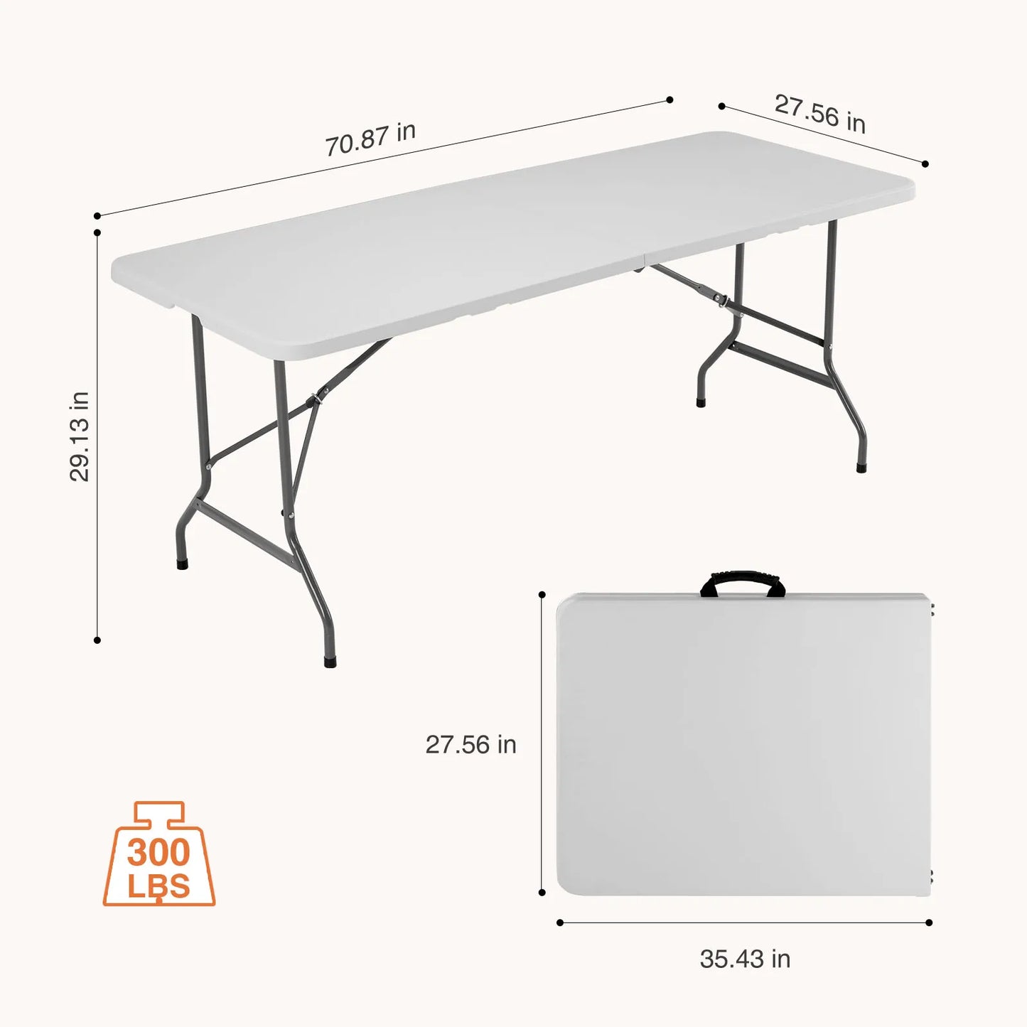JHK Portable Folding Table With Carrying Handle And Safety Lock