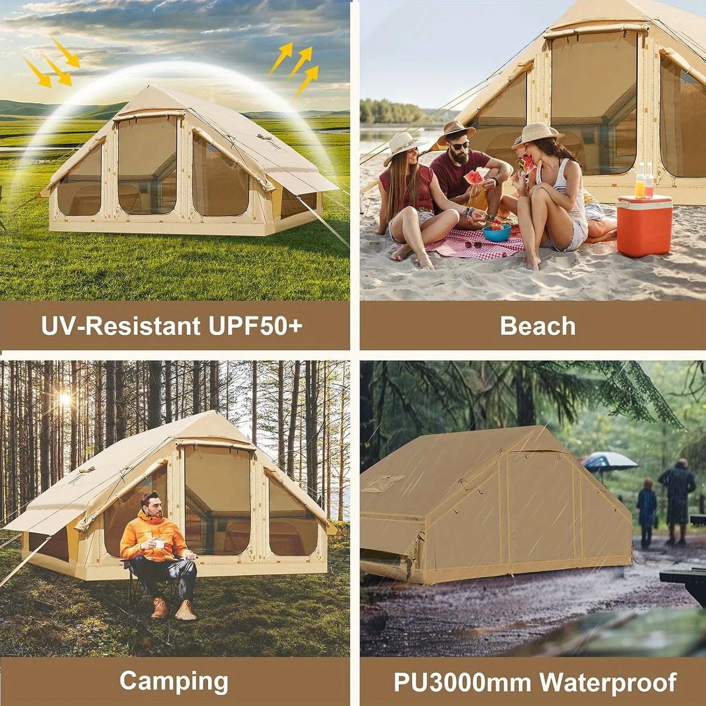 Inflatable Four To Six Person Tent With Stove Jack
