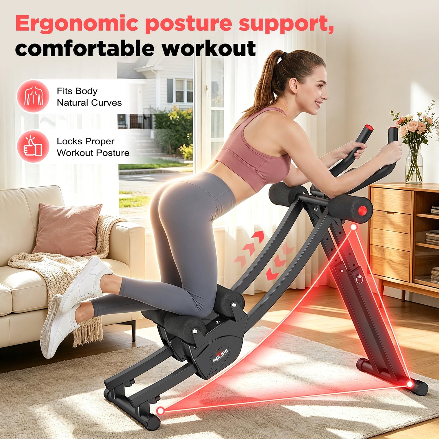 Relife Sports Dual Split Track Ab Machine Foldable Core Trainer