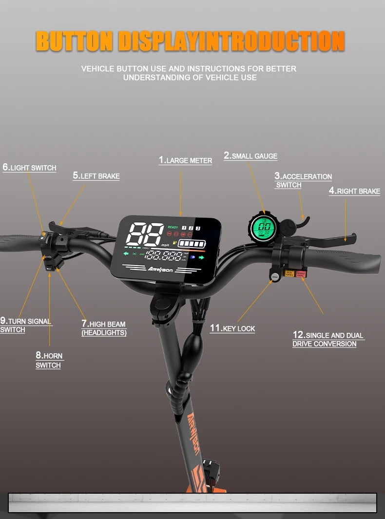 Arwibon GT08 5600W Electric Scooter With 46 MPH Top Speed