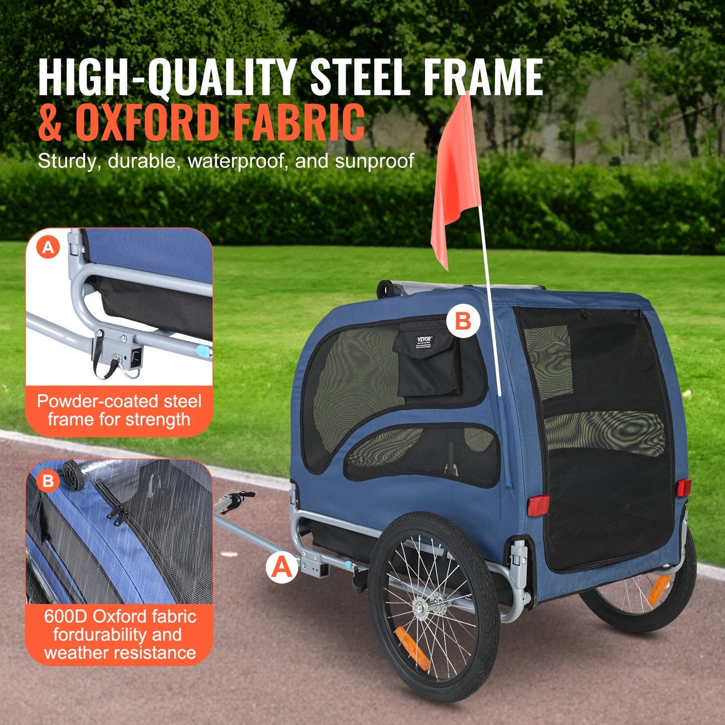 SucceBuy 100 Pound Dog Bike Trailer Carrier With Coupler Reflectors