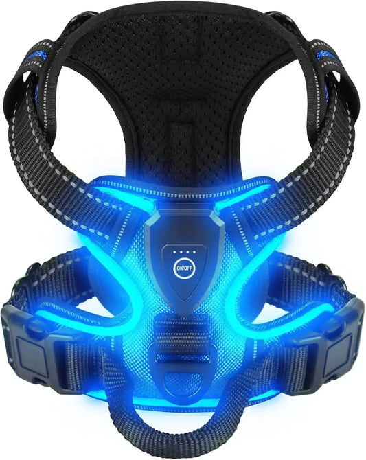 Rechargeable LED Luminous Dog Harness No Pull Adjustable Vest