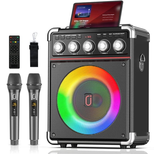 FanFun Karaoke Bluetooth Speaker With LED Lights And Microphones