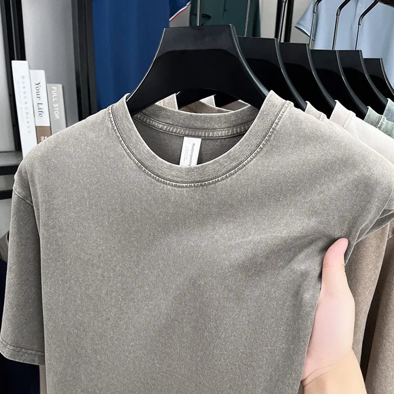 American Style Retro Heavyweight Short Sleeve Tee For Men Women