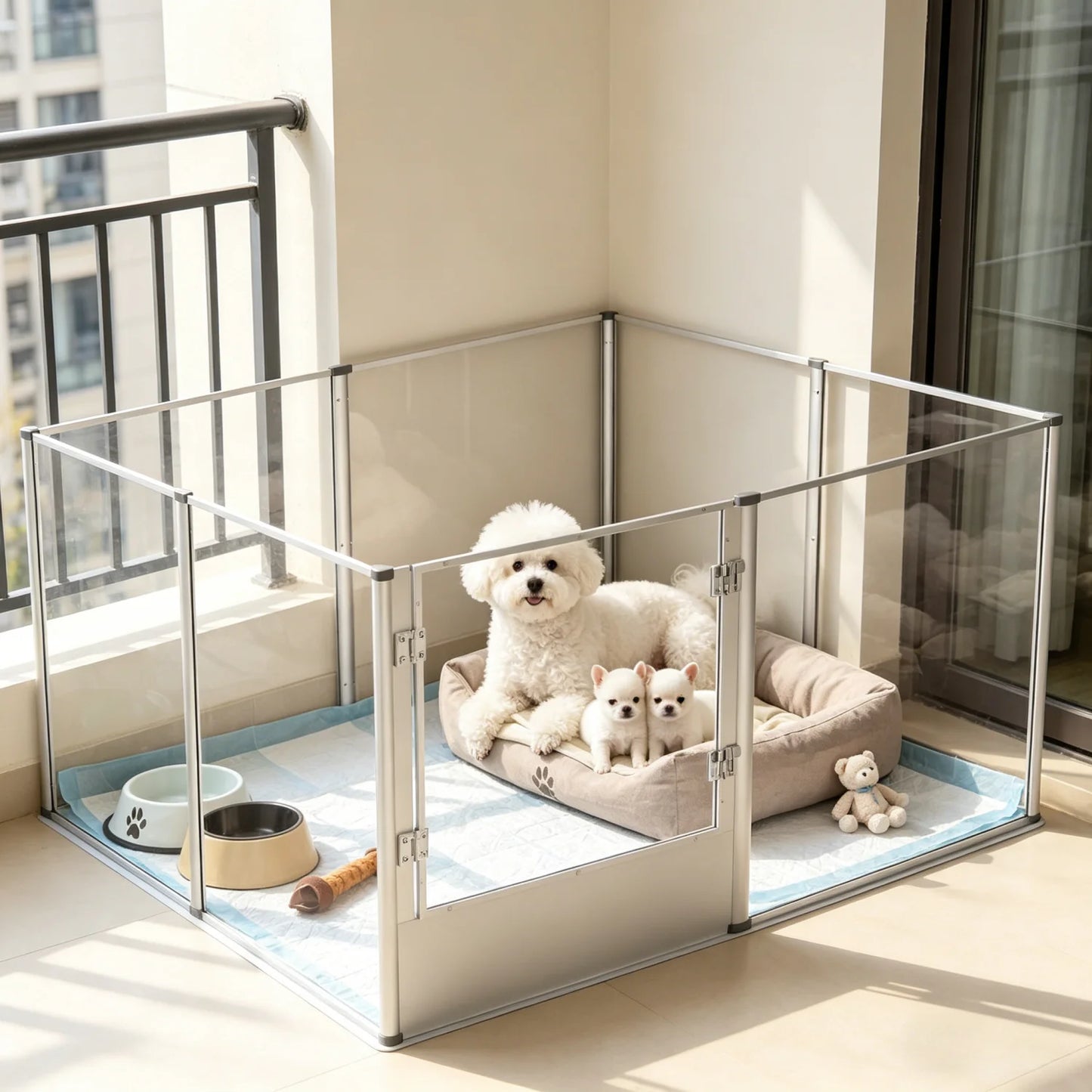 Bingopaw Acrylic Dog Playpen With Waterproof Whelping Pad