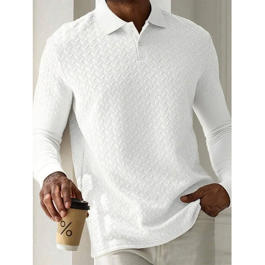 Men's Long Sleeve Polo Shirt Breathable Business Casual Polo Tee
