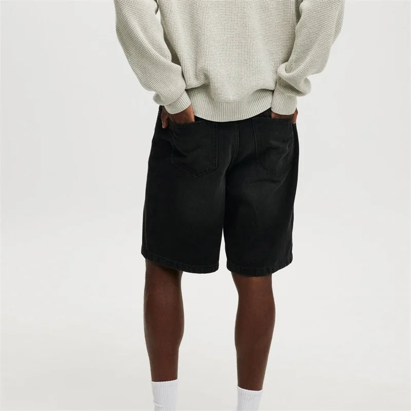 Men's Vintage Washed Denim Shorts With Relaxed Fit For Summer