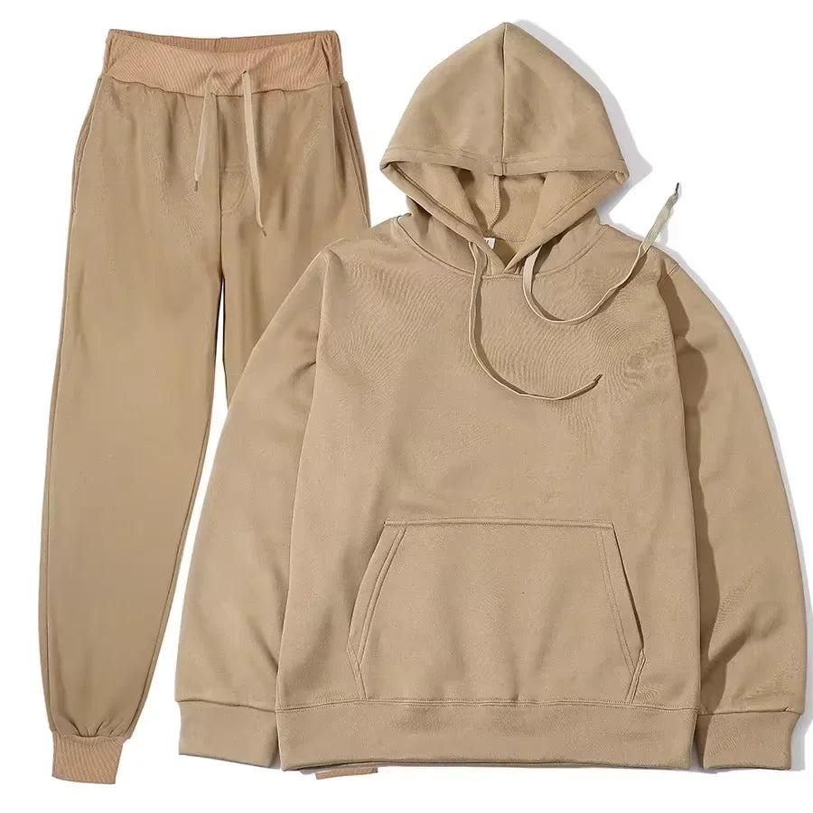 Women Winter Tracksuit Two Piece Set Hooded Sweatshirt And Trousers