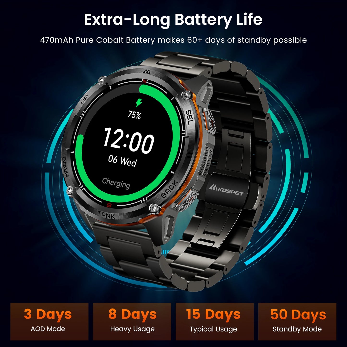 KOSPET Tank T3 Ultra 2 GPS Smartwatch With Barometer Altimeter