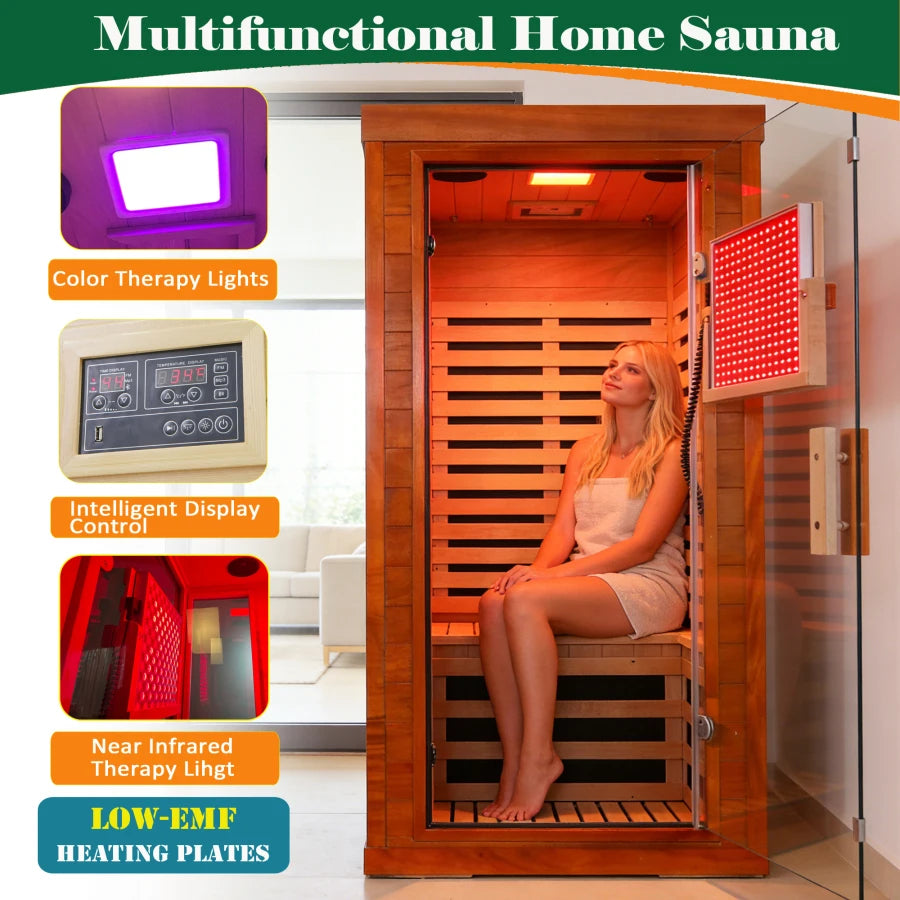 Far Infrared Sauna Front Door With Red Light Therapy