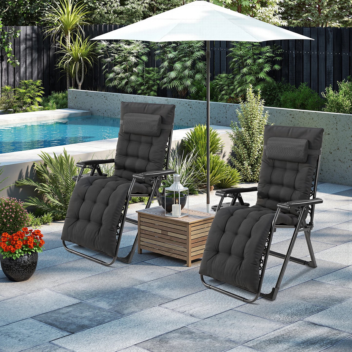 JHK Zero Gravity Foldable Recliner Outdoor Lounge Chair Cup Holder