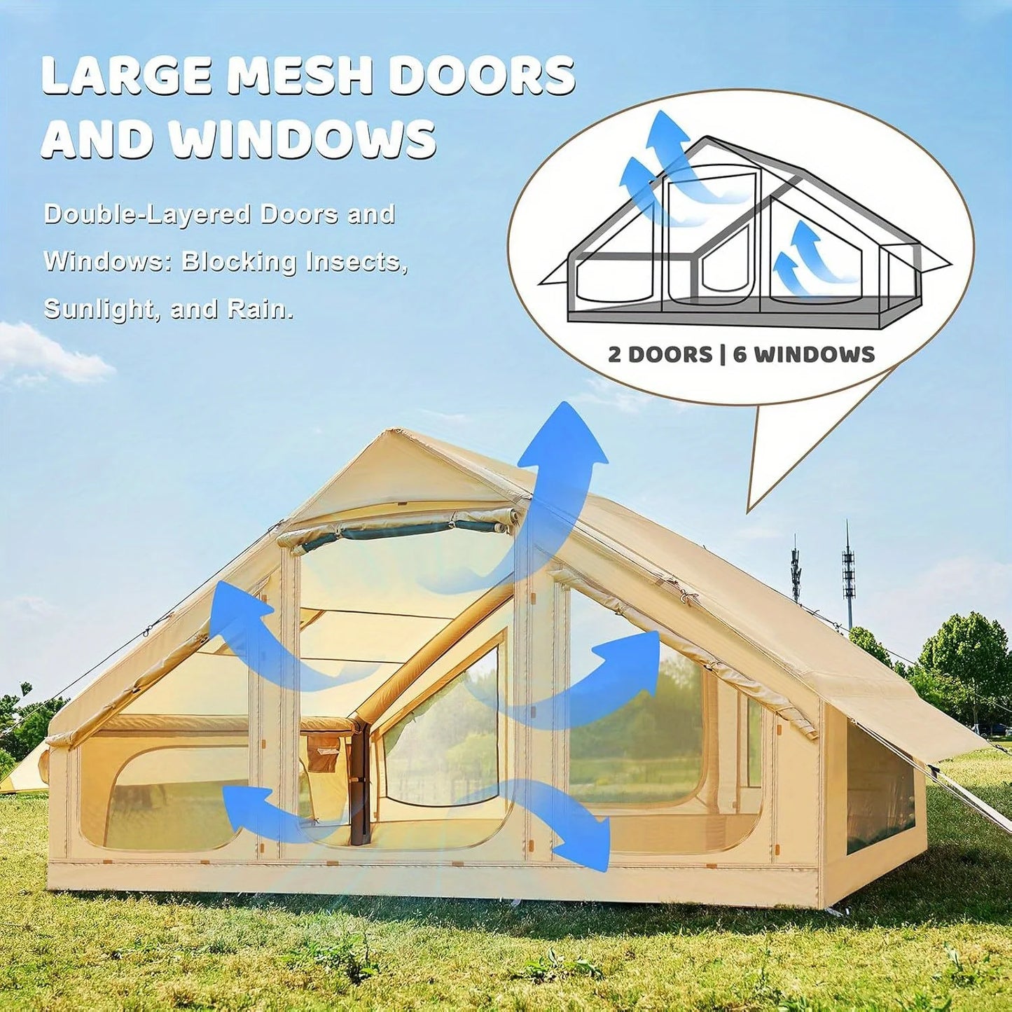 Inflatable Four To Six Person Tent With Stove Jack
