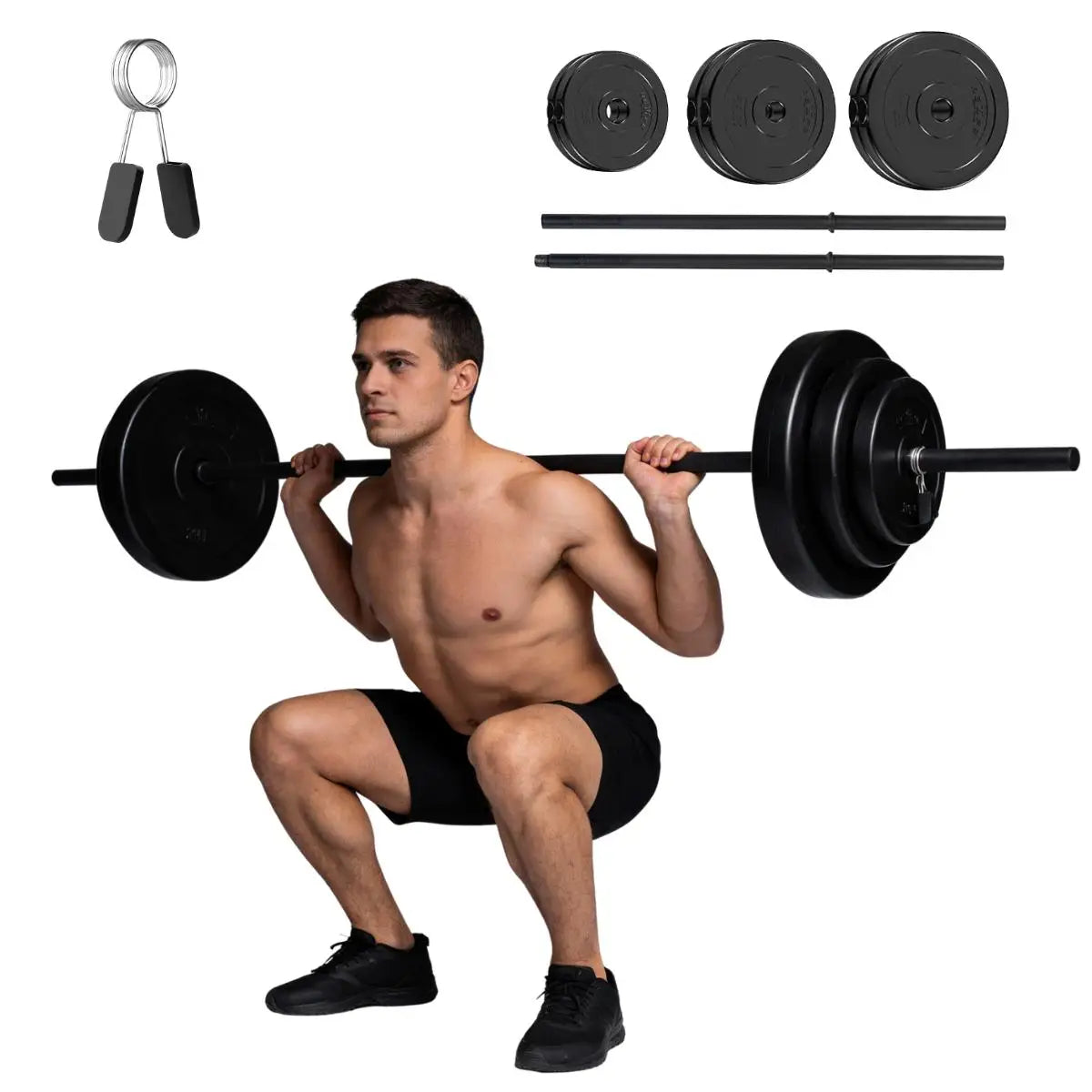 Adjustable Barbell Set 45 Lb Weight Bar For Strength Training