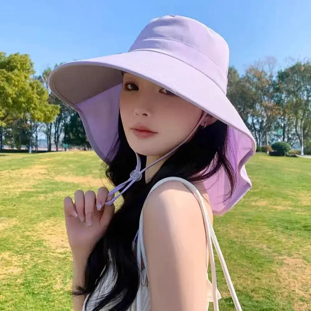 Outdoor UV Neck Flap Fisherman Wide Brim Sun Hat Unisex