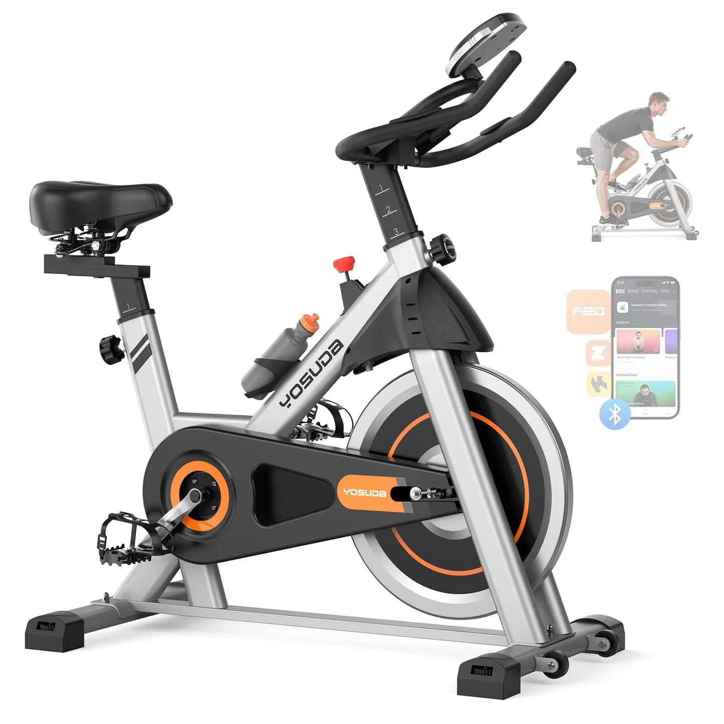 YOSUDA Exercise Bike With App Bluetooth Connectivity Magnetic Resistance