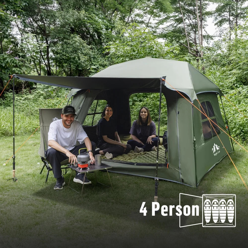 Night Cat Blackout Cabin Pop Up Camping Tent With Rainfly